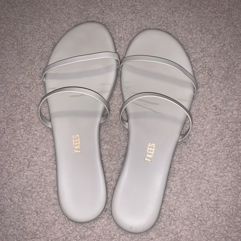 TKEES White Minimal Double-Strap Slide Sandals